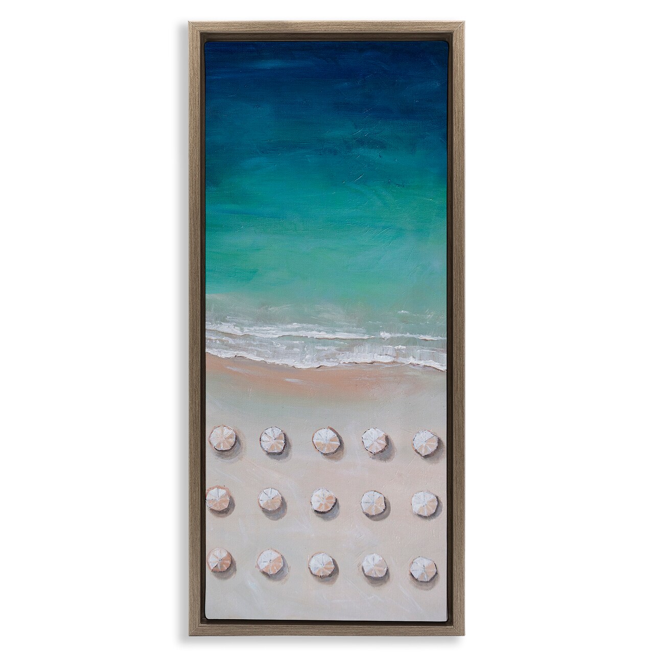 Stupell Industries Aerial Umbrellas on Beach Coast Framed Floater Canvas Wall Art